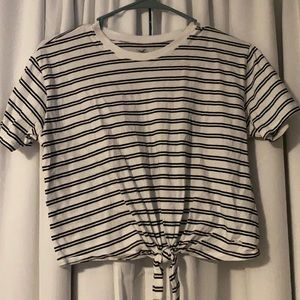 Black and white stripped shirt.